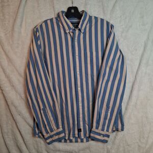 Vtg Abercrombie Fitch Button Down Shirt Mens Small Blue With Vertical Stripes